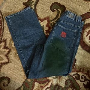 MARIiTHE FRANCOIS GIRBAUD Size 33 Hi-Waist Jeans  Button-Zip PaintSplotch